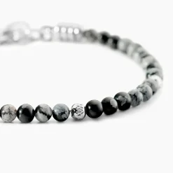 JOURDAN Bracelets Homme|Bracelets Acier Inoxydable > Bracelet Acier Blanc Obsidienne