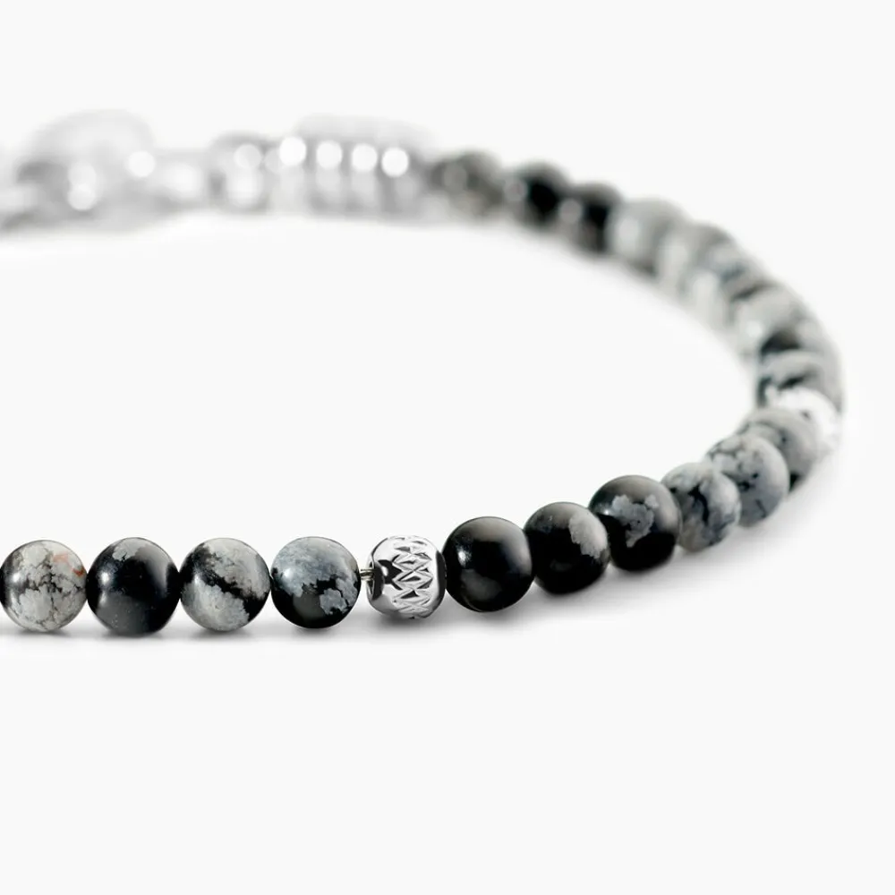 JOURDAN Bracelets Homme|Bracelets Acier Inoxydable > Bracelet Acier Blanc Obsidienne