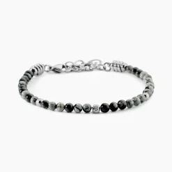 JOURDAN Bracelets Homme|Bracelets Acier Inoxydable > Bracelet Acier Blanc Obsidienne