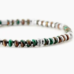 JOURDAN Bracelets Homme|Bracelets Acier Inoxydable > Bracelet Acier Blanc Jaspe Africain
