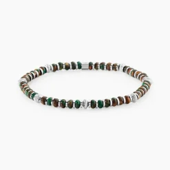 JOURDAN Bracelets Homme|Bracelets Acier Inoxydable > Bracelet Acier Blanc Jaspe Africain