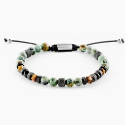 JOURDAN Bracelets Homme|Bracelets Quartz > Bracelet Archimedes Acier Argenté Oeil De Tigre Turquoise