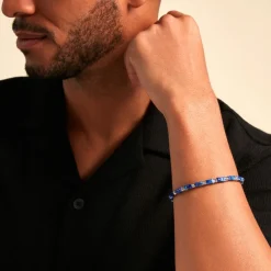 JOURDAN Bracelets Homme|Bracelets Acier Inoxydable > Bracelet Arttu Acier Argenté Lapis Lazuli