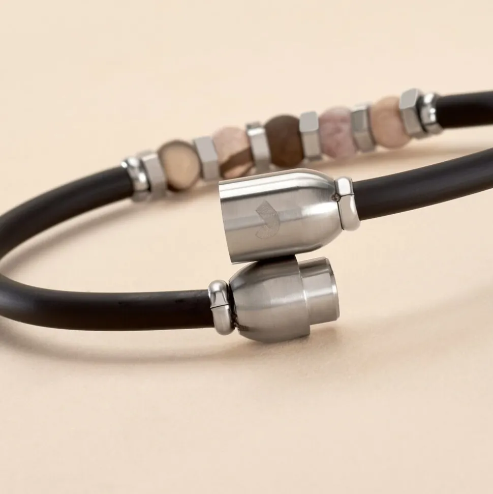 Bracelet Jourdan Caoutchouc Noir Agate