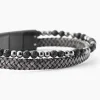 JOURDAN Bracelets Cuir|Bracelets Homme > Bracelet Cuir De Vache Gris Hématite Pierre De Lave