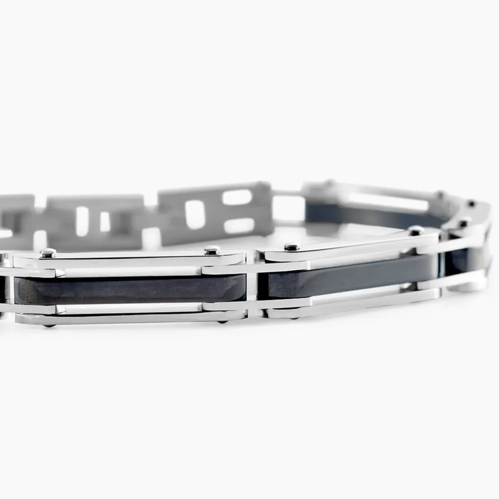 JOURDAN Bracelets Homme|Bracelets Acier Inoxydable > Bracelet Homme El Castillo Acier Bicolore Noir Et Blanc