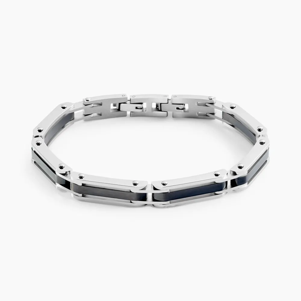 JOURDAN Bracelets Homme|Bracelets Acier Inoxydable > Bracelet Homme El Castillo Acier Bicolore Noir Et Blanc