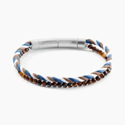 Bracelet Jourdan Renatus Acier Argenté Oeil De Tigre