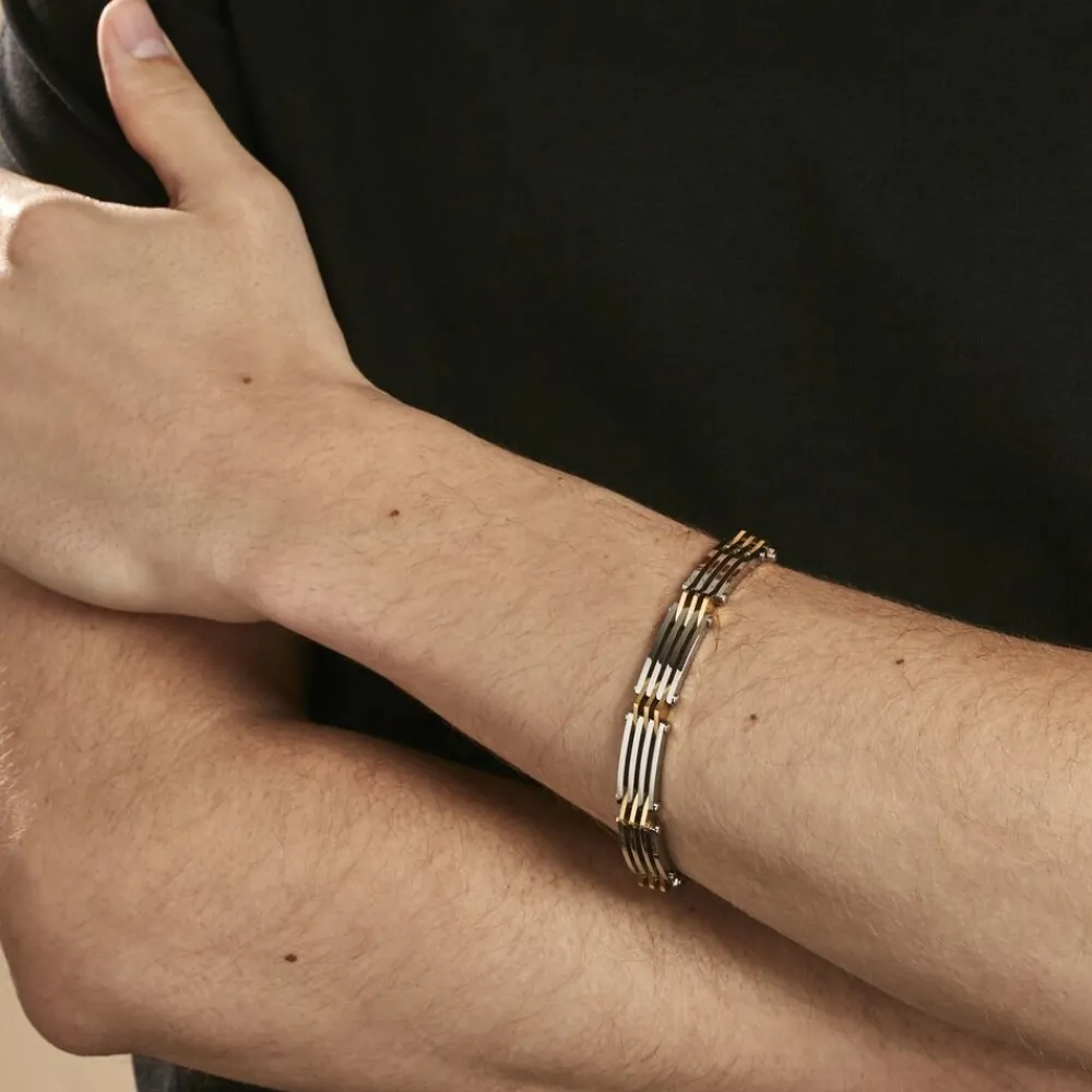 JOURDAN Bracelets Homme|Bracelets Acier Inoxydable > Bracelet Rio Acier Bicolore