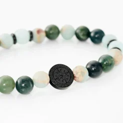 JOURDAN Bracelets Homme|Bracelets Quartz > Bracelet Yasur Acier Noir Quartz Amazonite acier noir quartz vert