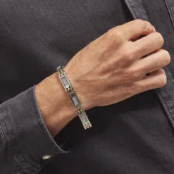 JOURDAN Bracelets Homme|Bracelets Acier Inoxydable > Bracelet Zephir Acier Bicolore Dore / Blanc