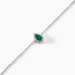 Bracelet Juliettina Or Blanc Emeraude Et Diamant