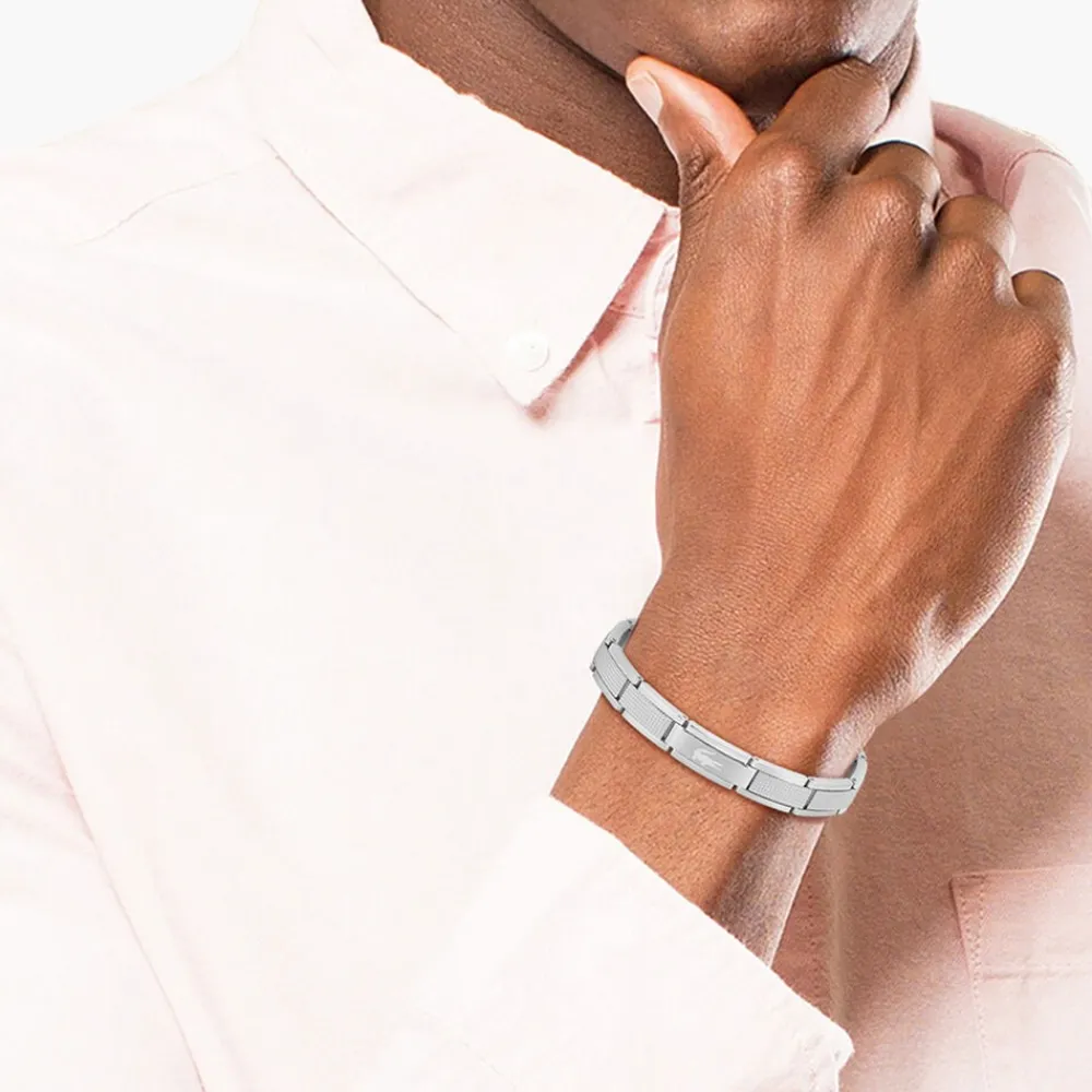 LACOSTE BIJOUX Bracelets Homme|Bracelets Acier Inoxydable > Bracelet Lacoste Stencil Acier Blanc