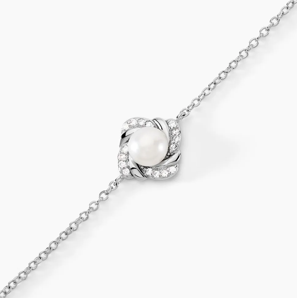 Bracelet Laetoria Argent Blanc Perle De Culture Oxyde De Zirconium