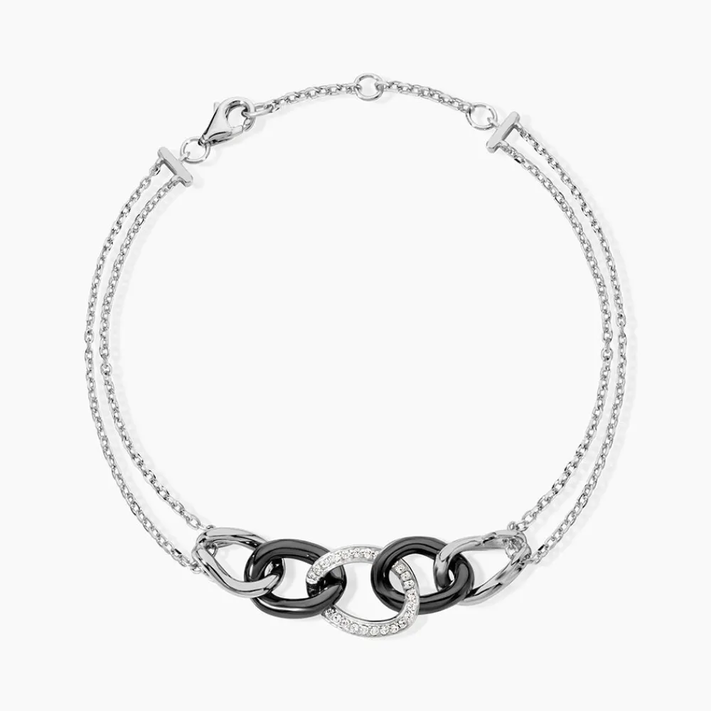 Marc Orian Bracelets|Idées Cadeaux Femme > Bracelet Link Argent Blanc Céramique Et Oxyde De Zirconium