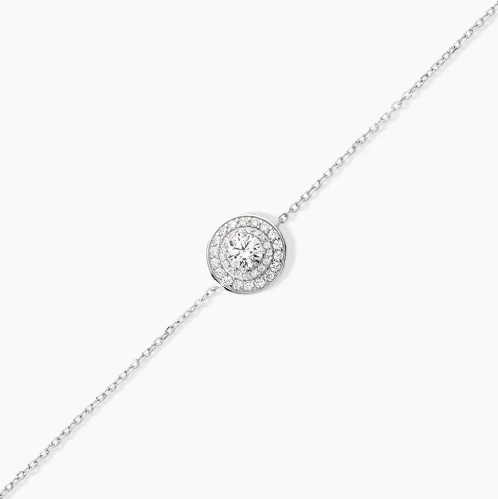 Bracelet Lumineuse Argent Blanc Oxyde De Zirconium
