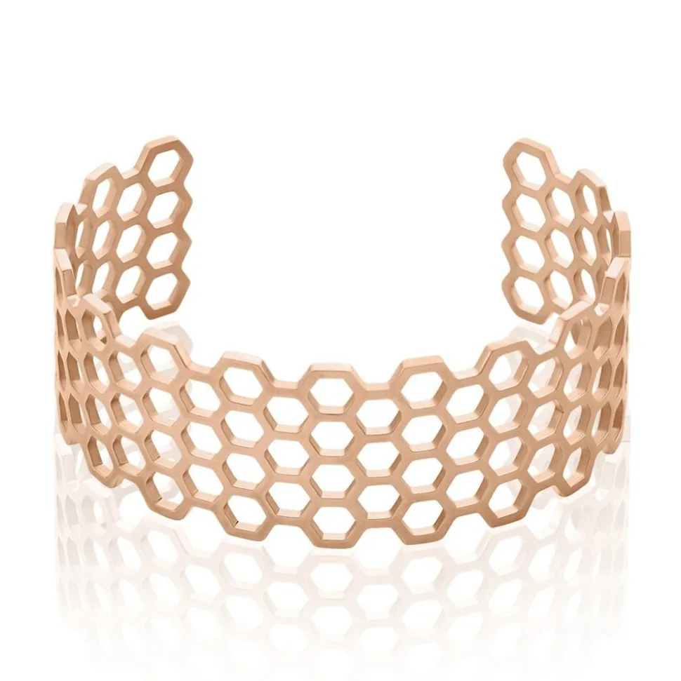 Bracelet Manchette Ouvert Acier Rose Buglose