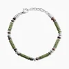 Bracelet Naturel Acier Blanc Jaspe Africain Pierre De Lave
