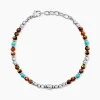 Bracelet Naturel Acier Blanc Oeil De Tigre Turquoise