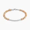 JOURDAN Bracelets Homme|Bracelets Acier Inoxydable > Bracelet Naturel Acier Blanc Jaspe Africain
