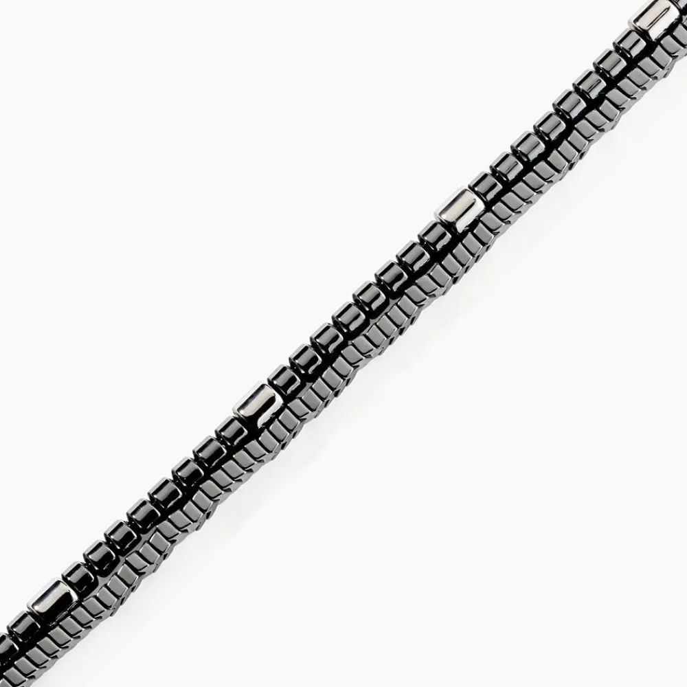 JOURDAN Bracelets Homme|Bracelets Acier Inoxydable > Bracelet Naturel Acier Blanc Hématite