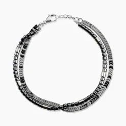 JOURDAN Bracelets Homme|Bracelets Acier Inoxydable > Bracelet Naturel Acier Blanc Hématite
