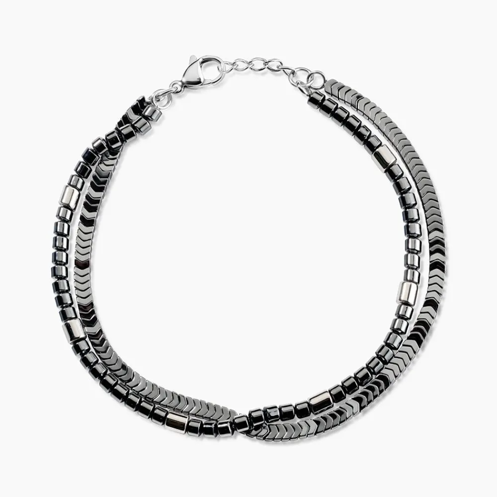 JOURDAN Bracelets Homme|Bracelets Acier Inoxydable > Bracelet Naturel Acier Blanc Hématite