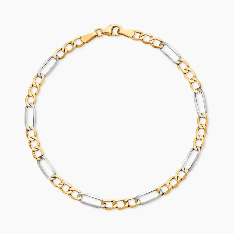 Bracelet Or Bicolore Maille Alternée 1/3