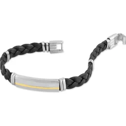 JOURDAN Bracelets Cuir|Bracelets Homme > Bracelet Orietta Or Acier Bicolore