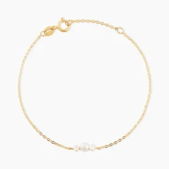 Bracelet Or Jaune Audrea Perle De Culture Oxydes De Zirconium
