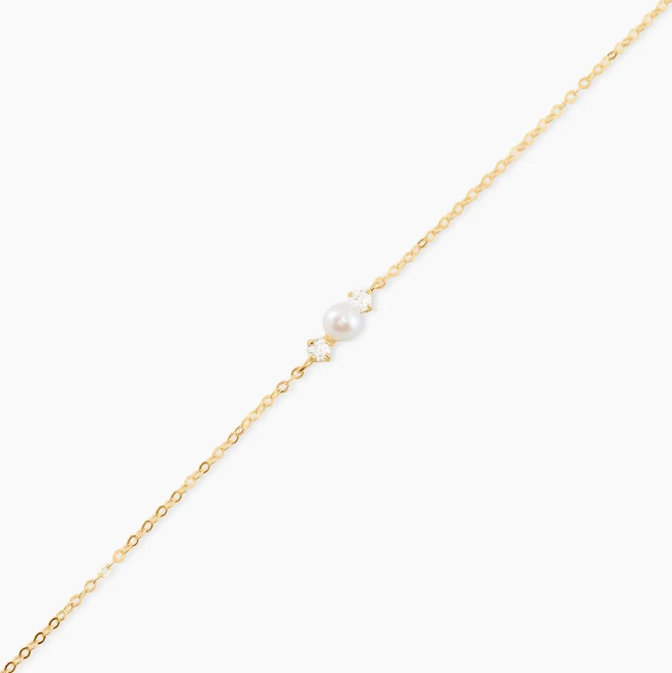 Bracelet Or Jaune Audrea Perle De Culture Oxydes De Zirconium