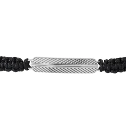 Bracelet Phebus Him Acier Blanc Cordon Noir