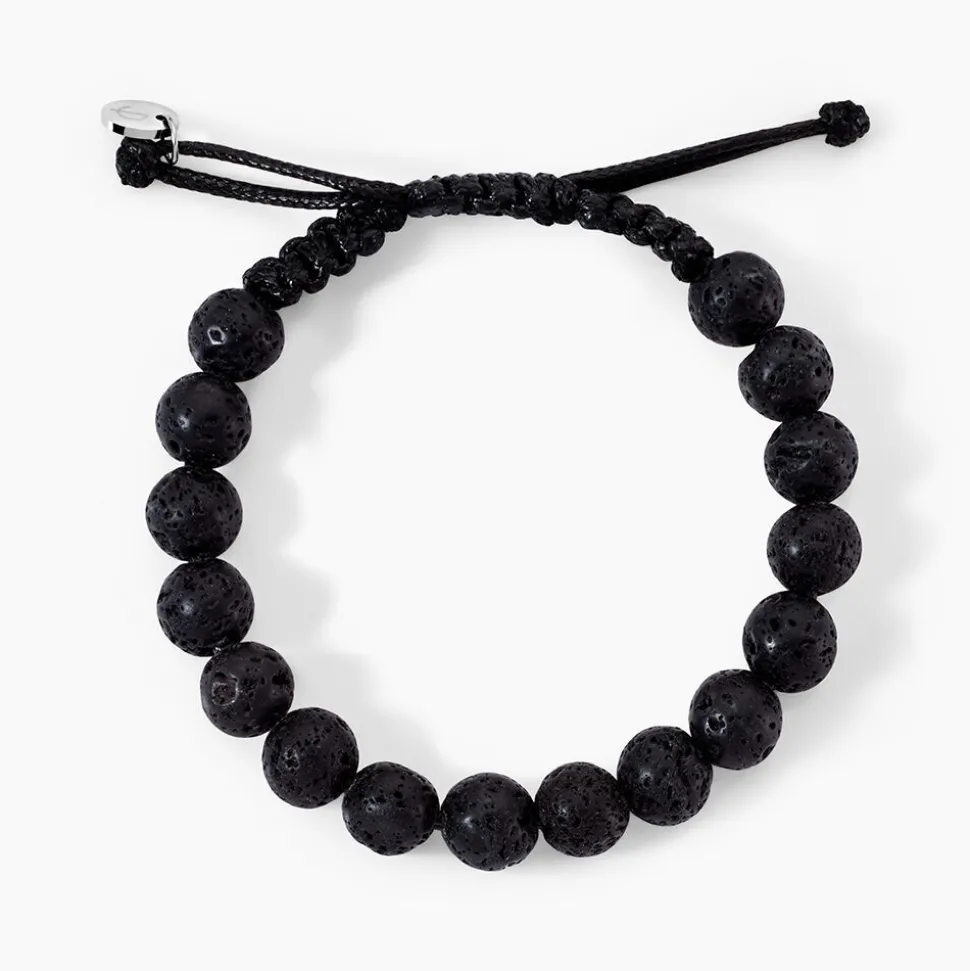 Bracelet Phebus Him Cordon Noir Pierre De Lave