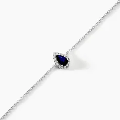 Bracelet Pluie D'Eclat Or Blanc Saphir Et Diamant