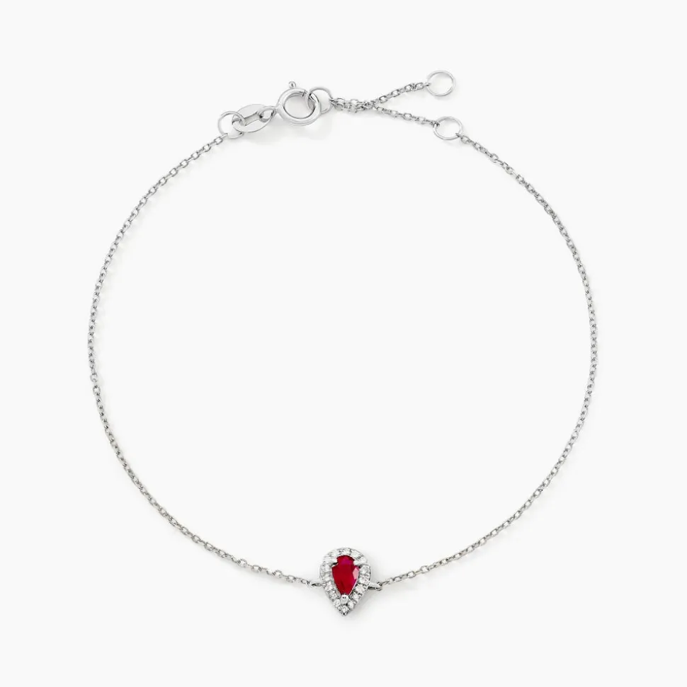 Bracelet Pluie D'Eclat Or Blanc Rubis Et Diamant