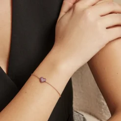 Marc Orian Bijoux Zirconium|Bracelets Chaînes > Bracelet Reflets Romantiques Argent Rose Oxyde De Zirconium