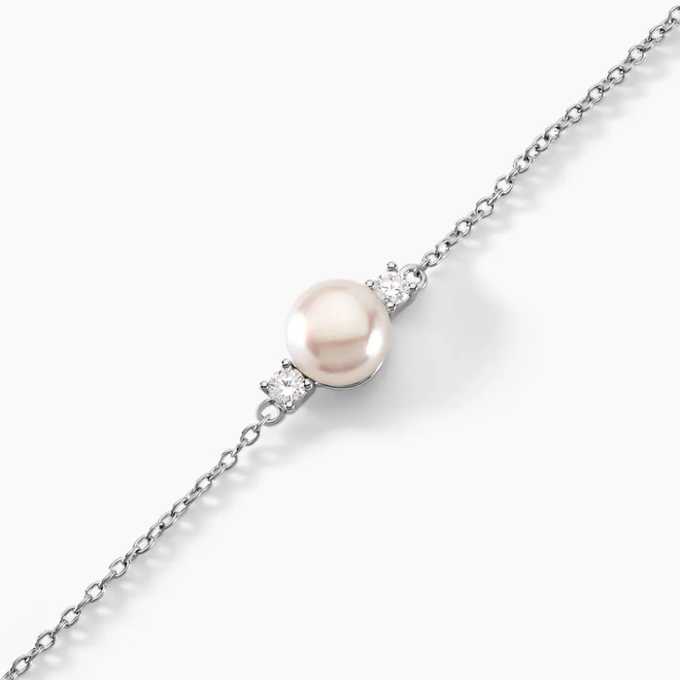 Bracelet Sari Argent Blanc Perle De Culture Et Oxyde De Zirconium