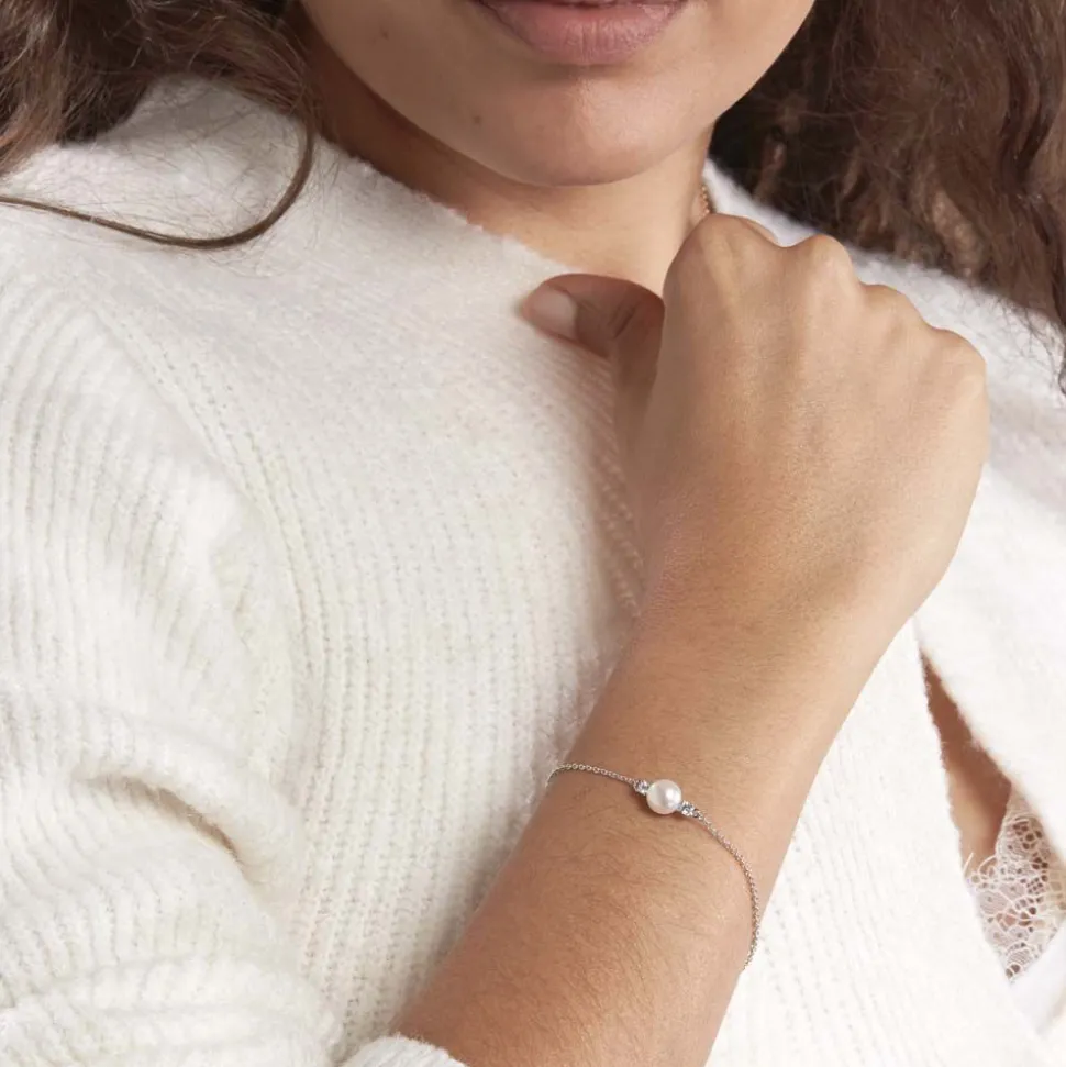 Bracelet Sari Argent Blanc Perle De Culture Et Oxyde De Zirconium