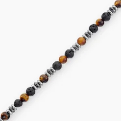 Marc Orian Bracelets Homme|Bracelets Acier Inoxydable > Bracelet Saul Acier Blanc Onyx Oeil De Tigre Hématite
