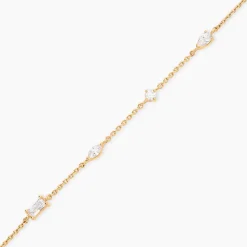 Bracelet Scintillante Plaque Or Jaune Oxyde De Zirconium