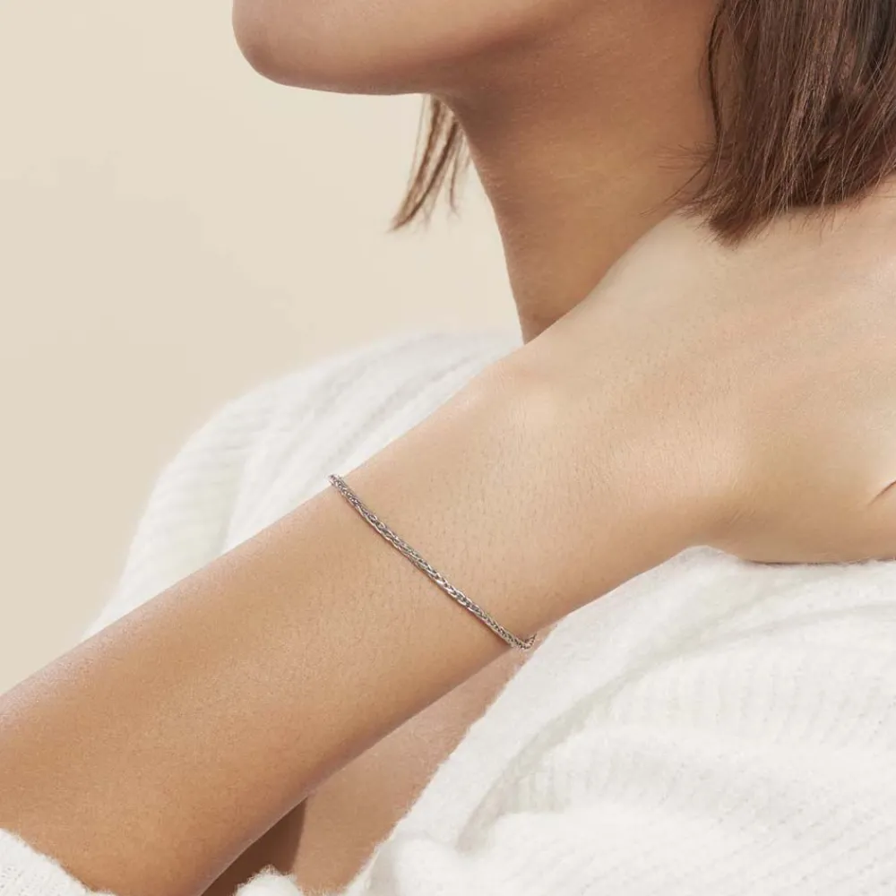 Marc Orian Bracelets|Bijoux Fantaisie > Bracelet Sherihane Maille Palmier Argent Blanc