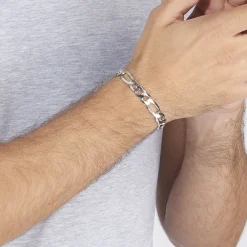 Marc Orian Bracelets Homme|Bijoux Homme > Bracelet Vivian Maille Alternee 1/3 Argent Blanc
