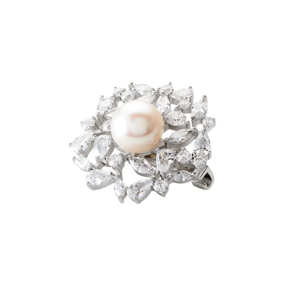 Marc Orian Bijoux Argent|Idées Cadeaux Femme > Broche Kaki Argent Blanc Perle De Culture