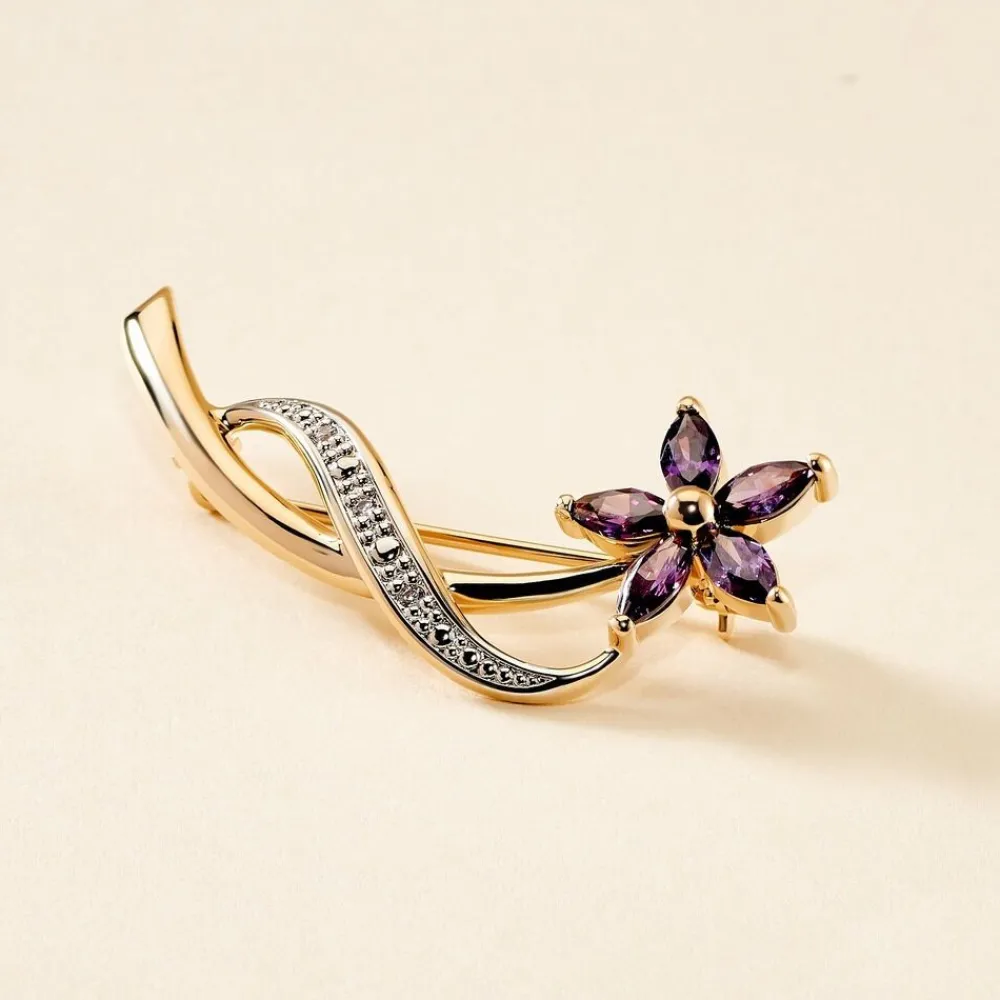 Marc Orian Bijoux Femme|Bijoux Plaqués À L'Or 18 Carats > Broche Maxanceae Plaqué Or Jaune Oxyde De Zirconium
