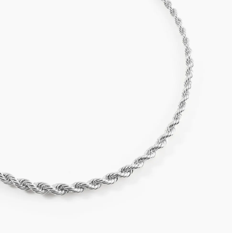Chaine Cordelia Maille Corde Or Blanc