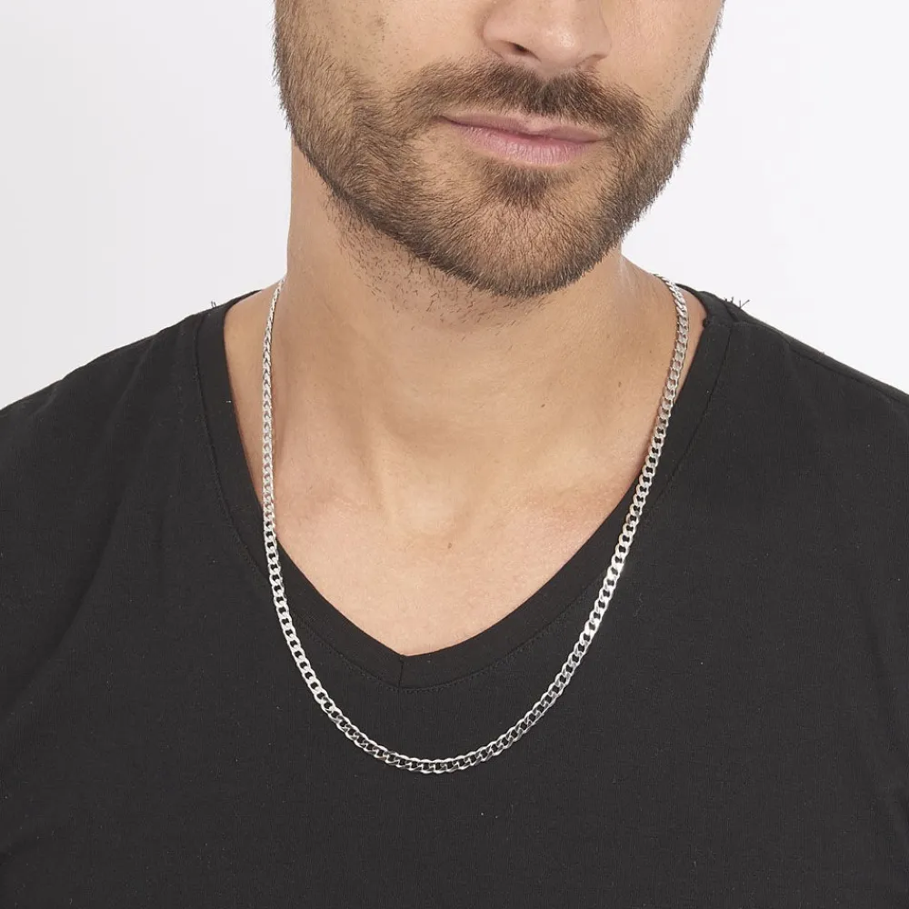 Marc Orian Chaines Argent|Colliers > Chaîne Casper Maille Gourmette Argent Blanc