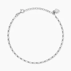 Chaîne De Cheville Laurelyn Maille Alternee 1/1 Argent Blanc