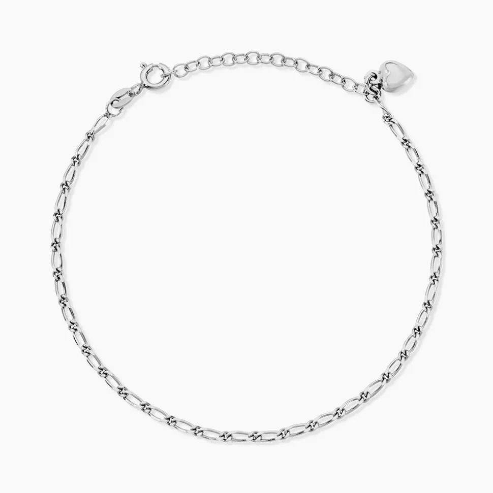 Chaîne De Cheville Laurelyn Maille Alternee 1/1 Argent Blanc