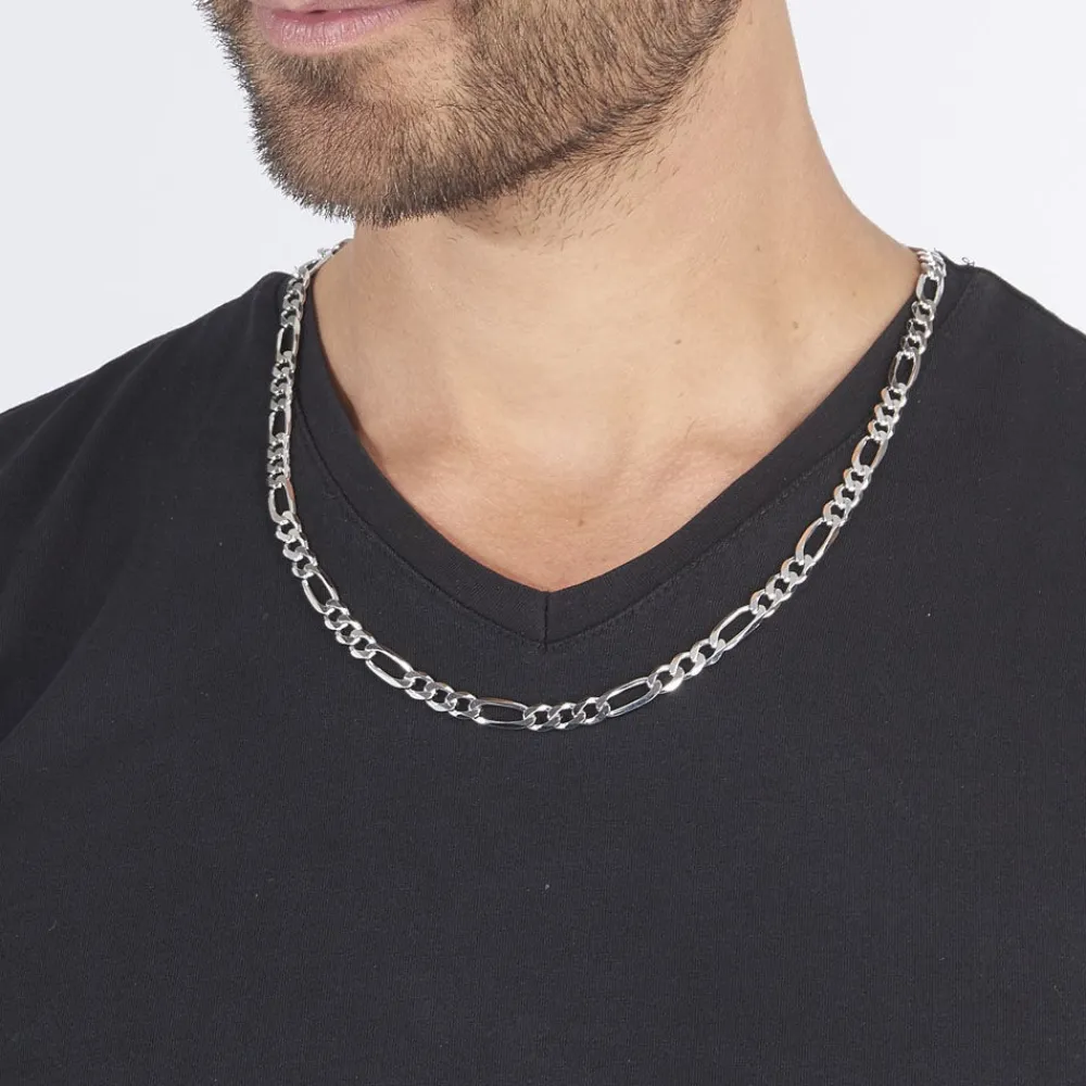 Marc Orian Colliers|Colliers Argent > Chaîne Vivian Maille Alternee 1/3 Argent Blanc