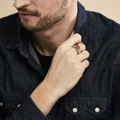 Marc Orian Bagues Homme|Bagues > Chevaliere Acier Blanc Selim œil De Tigre